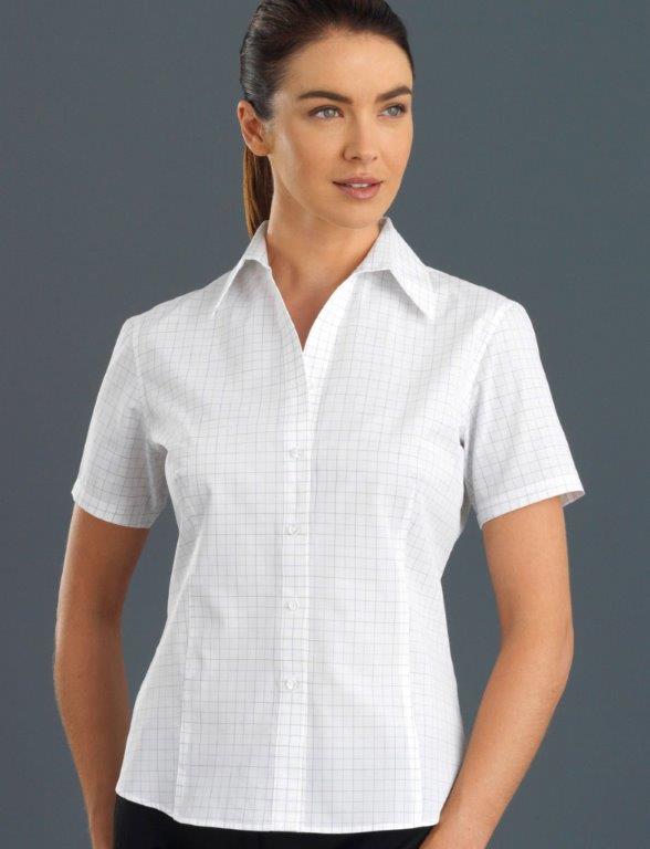 Apparel 2001 - Window Check Women's Short Sleeve Shirt, Open Neck ...